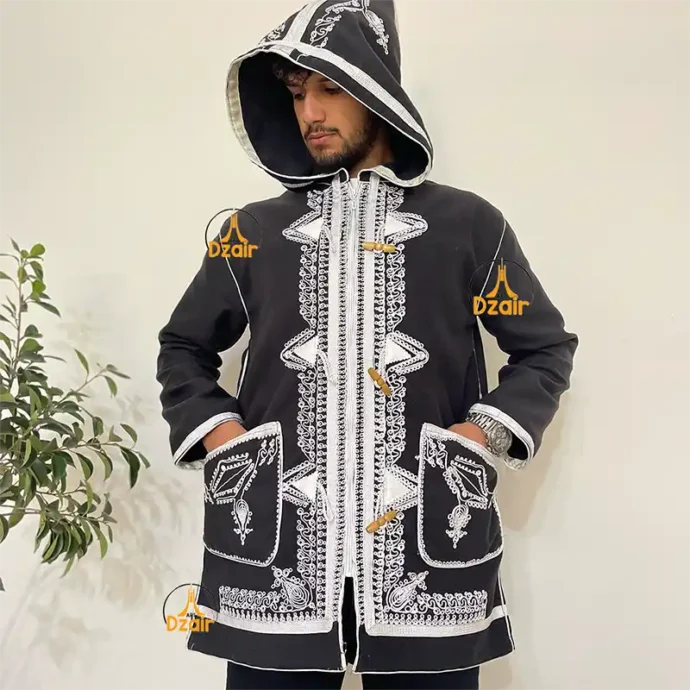 كابيشو مطروز رمادي بالأبيض