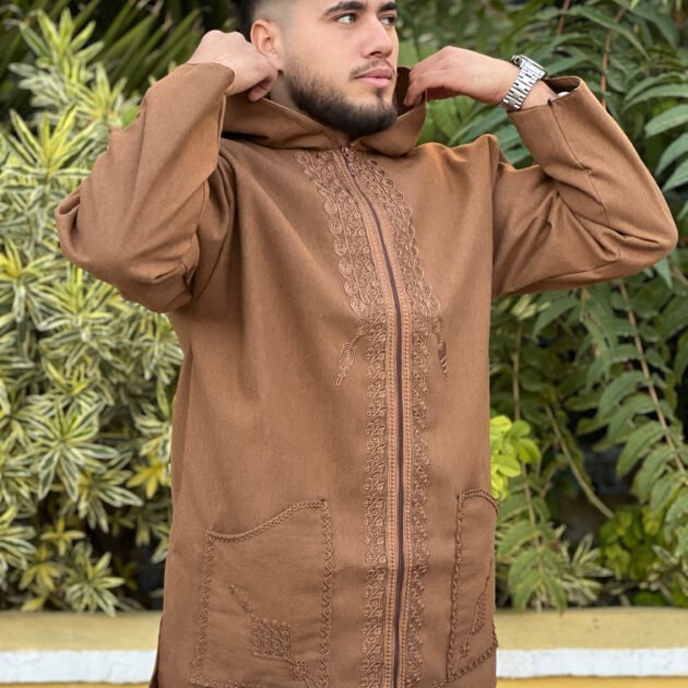 Capichon Marron Brodé 2 | كابيشو مطروز وبر بني